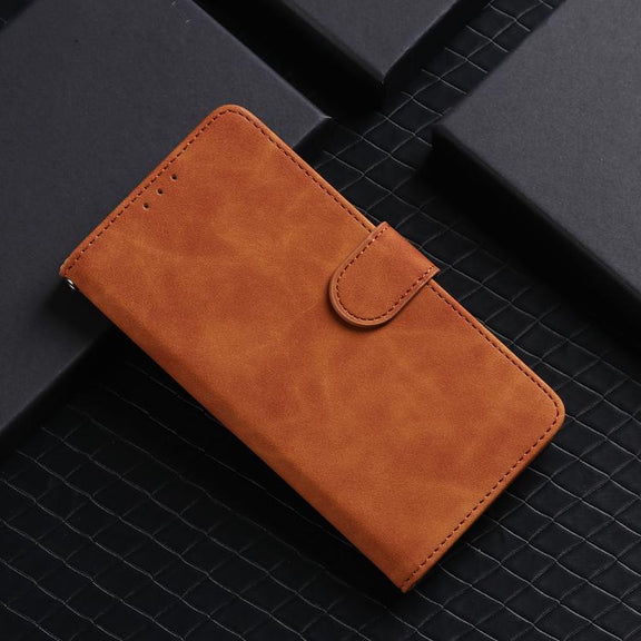 For iPhone 16e Skin Feel Magnetic Flip Leather Phone Case(Brown)