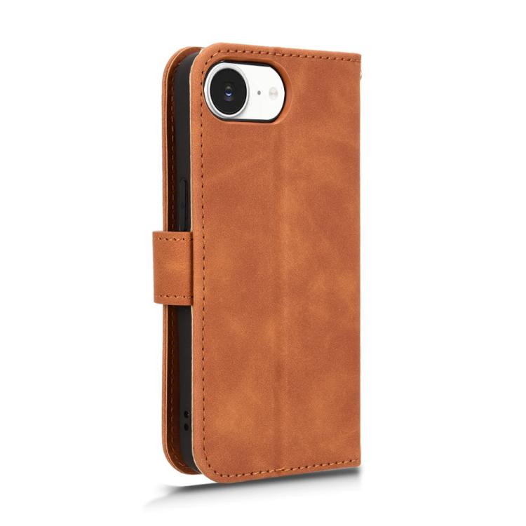 For iPhone 16e Skin Feel Magnetic Flip Leather Phone Case(Brown)