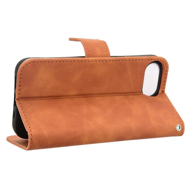 For iPhone 16e Skin Feel Magnetic Flip Leather Phone Case(Brown)
