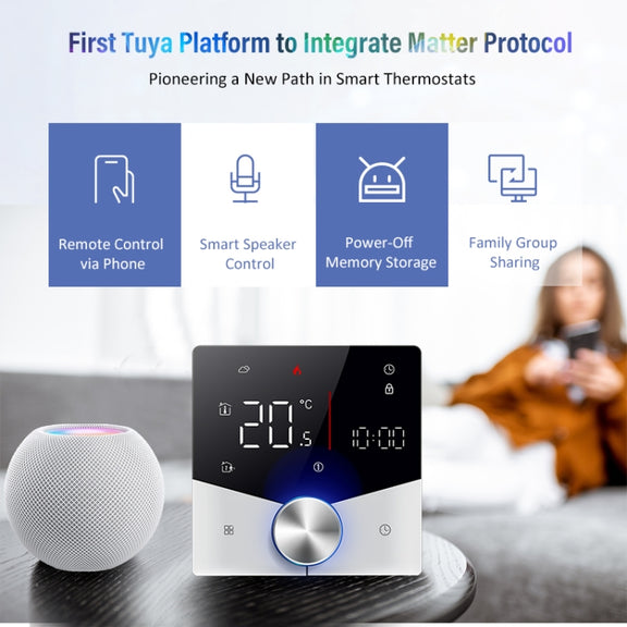 BHT-009GALW-MT Water Heating WiFi Smart Home LED Thermostat with Matter(Black)