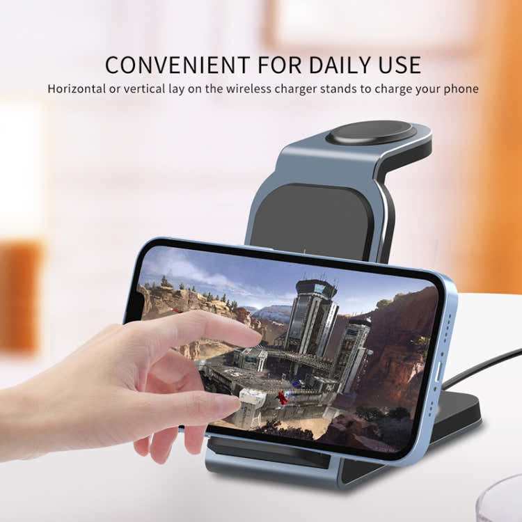 SW17 3 in 1 Metal Vertical Wireless Charger(Silver)