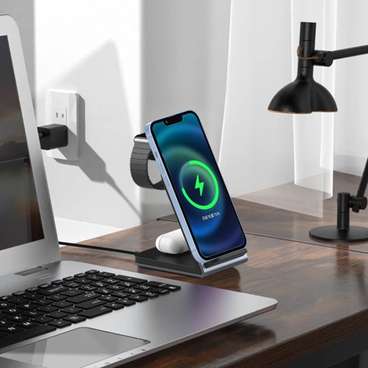 SW17 3 in 1 Metal Vertical Wireless Charger(Silver)