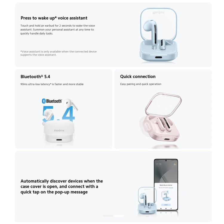 Original Xiaomi Redmi Buds 6 Active BT5.4 In-ear True Wireless Earbuds(Black)