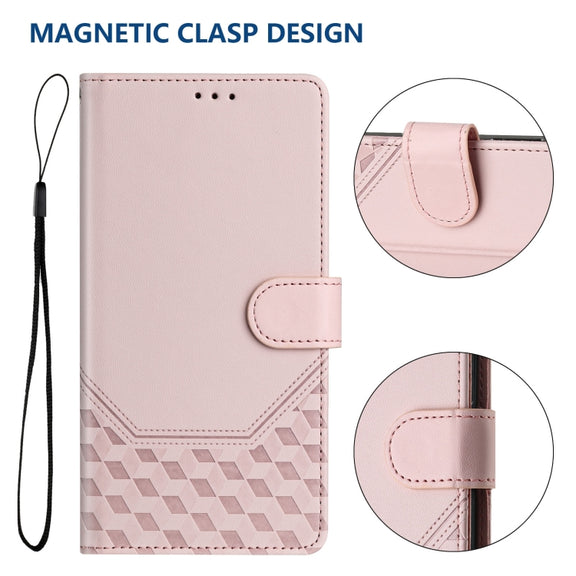 For Ulefone Note 14 Honeycomb Embossing RFID Leather Phone Case(Pink)