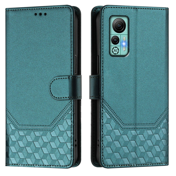 For Ulefone Note 14 Honeycomb Embossing RFID Leather Phone Case(Peacock Green)