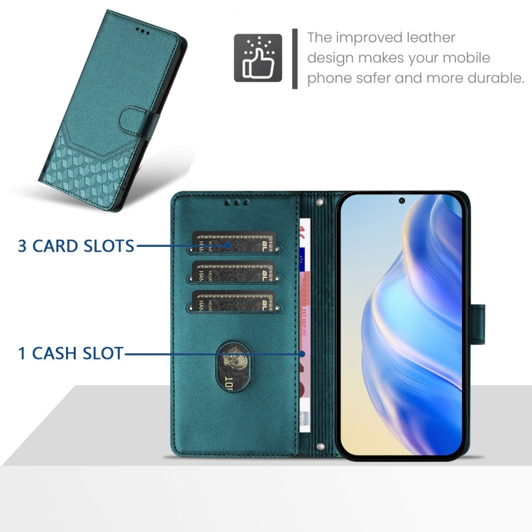 For Ulefone Note 14 Honeycomb Embossing RFID Leather Phone Case(Peacock Green)