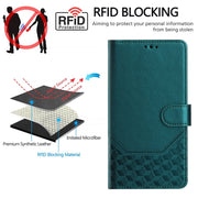 For Ulefone Note 14 Honeycomb Embossing RFID Leather Phone Case(Peacock Green)