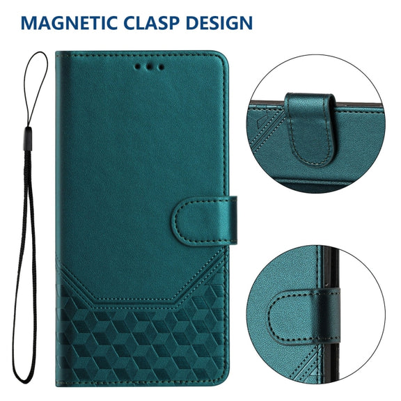 For Ulefone Note 14 Honeycomb Embossing RFID Leather Phone Case(Peacock Green)