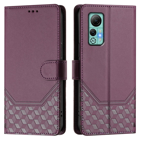 For Ulefone Note 14 Honeycomb Embossing RFID Leather Phone Case(Violet)