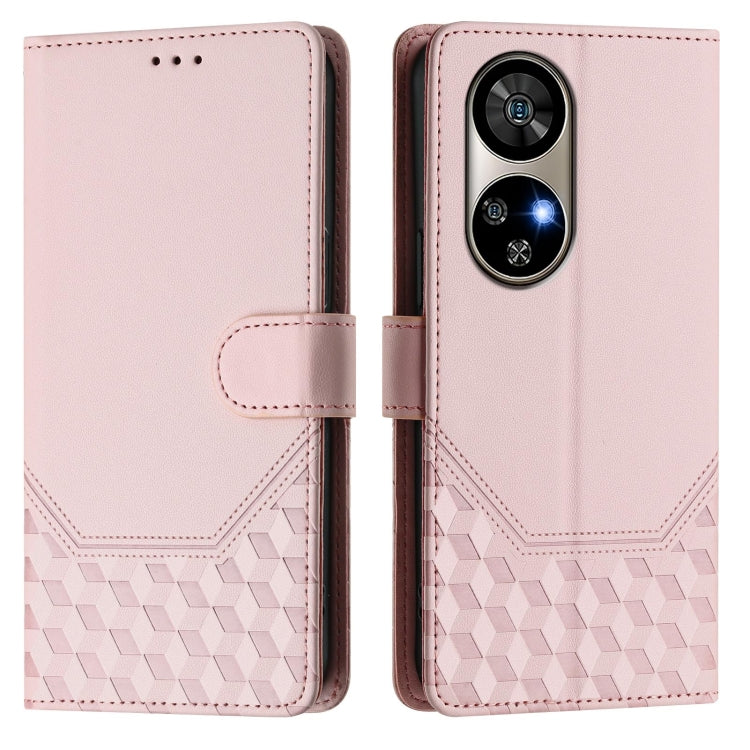 For Ulefone Note 17 Pro Honeycomb Embossing RFID Leather Phone Case(Pink)