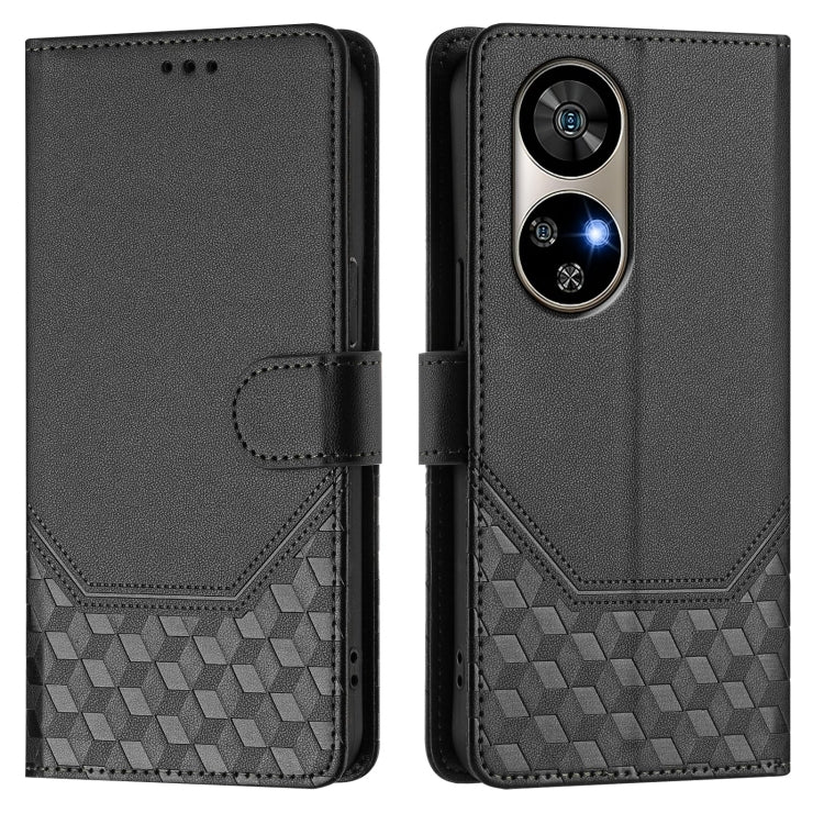 For Ulefone Note 17 Pro Honeycomb Embossing RFID Leather Phone Case(Black)
