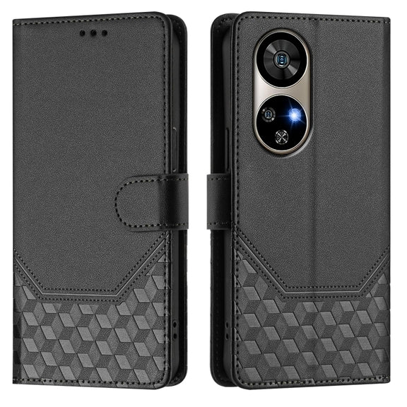 For Ulefone Note 17 Pro Honeycomb Embossing RFID Leather Phone Case(Black)