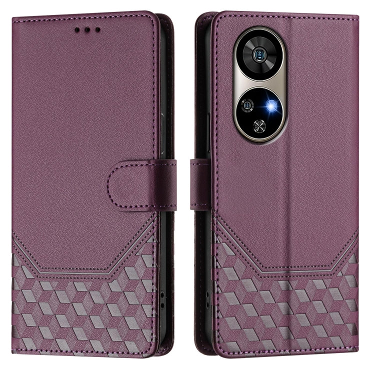 For Ulefone Note 17 Pro Honeycomb Embossing RFID Leather Phone Case(Violet)