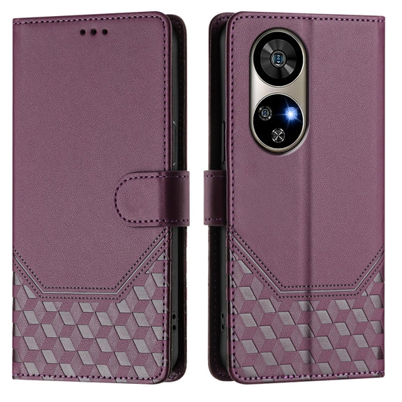 For Ulefone Note 17 Pro Honeycomb Embossing RFID Leather Phone Case(Violet)