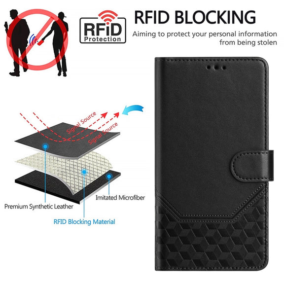 For Ulefone Note 18 Ultra Honeycomb Embossing RFID Leather Phone Case(Black)
