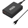 155W 4Type-C, 2USB 6-Ports Desktop Fast Charger, Plug Type:EU Plug(Black) - Multifunction Charger by PMC TechLife | Online Shopping South Africa | PMC TechLife | Buy Now Pay Later Mobicred