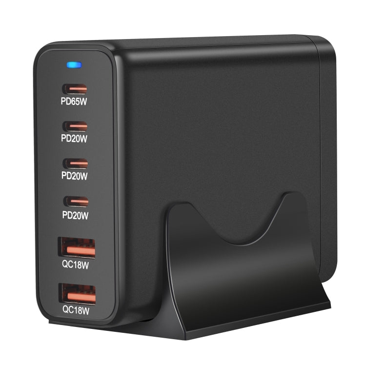 155W 4Type-C, 2USB 6-Ports Desktop Fast Charger, Plug Type:EU Plug(Black)