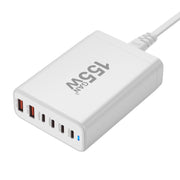 155W 4Type-C, 2USB 6-Ports Desktop Fast Charger, Plug Type:EU Plug(White)