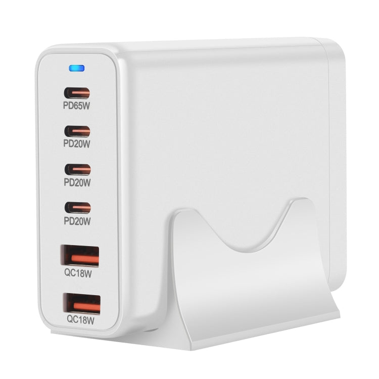 155W 4Type-C, 2USB 6-Ports Desktop Fast Charger, Plug Type:EU Plug(White)
