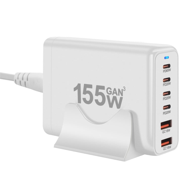 155W 4Type-C, 2USB 6-Ports Desktop Fast Charger, Plug Type:AU Plug(White)