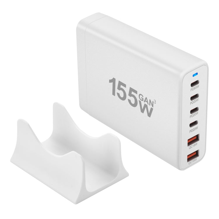 155W 4Type-C, 2USB 6-Ports Desktop Fast Charger, Plug Type:AU Plug(White)
