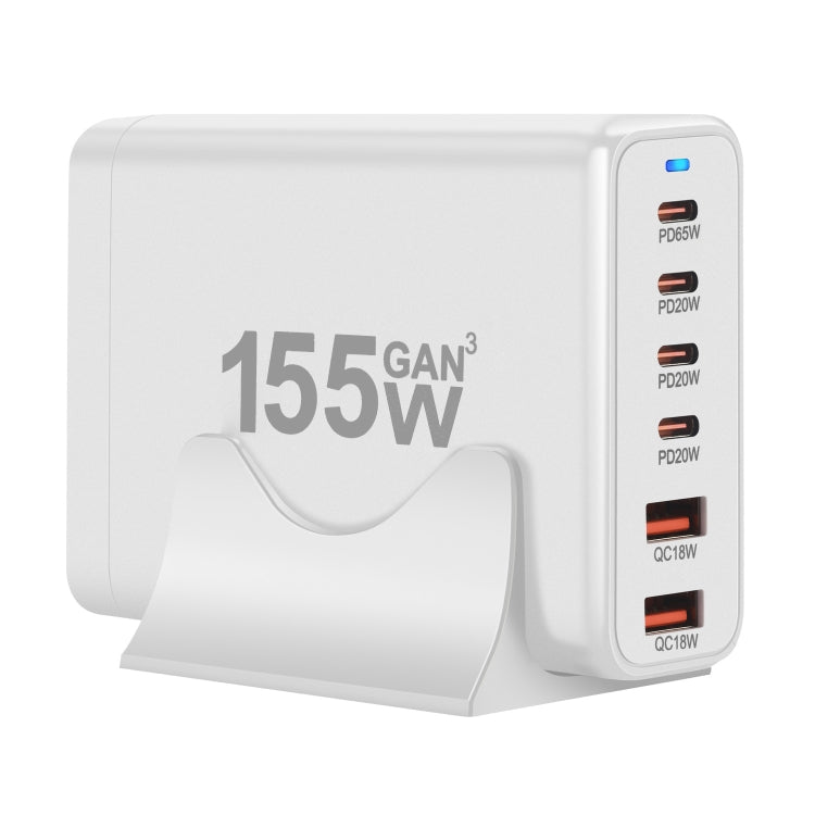 155W 4Type-C, 2USB 6-Ports Desktop Fast Charger, Plug Type:AU Plug(White)