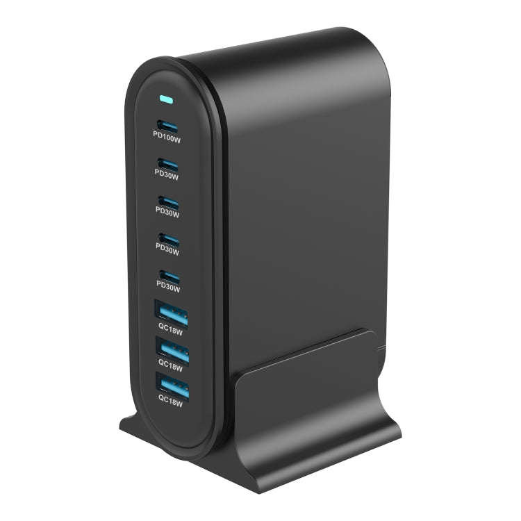 YMX-968 268W 5Type-C, 3USB 8-Ports Desktop Fast Charger, Plug Type:US Plug(Black)