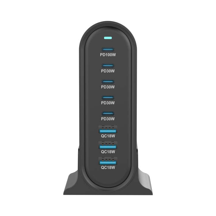 YMX-968 268W 5Type-C, 3USB 8-Ports Desktop Fast Charger, Plug Type:US Plug(Black)