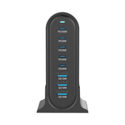 YMX-968 268W 5Type-C, 3USB 8-Ports Desktop Fast Charger, Plug Type:US Plug(Black)