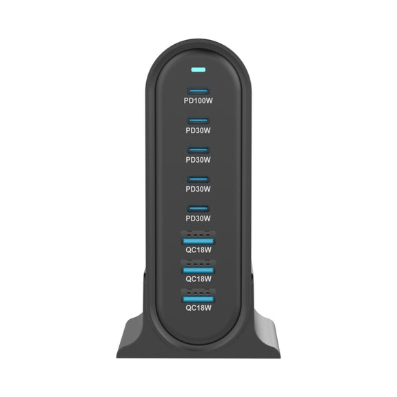 YMX-968 268W 5Type-C, 3USB 8-Ports Desktop Fast Charger, Plug Type:US Plug(Black)