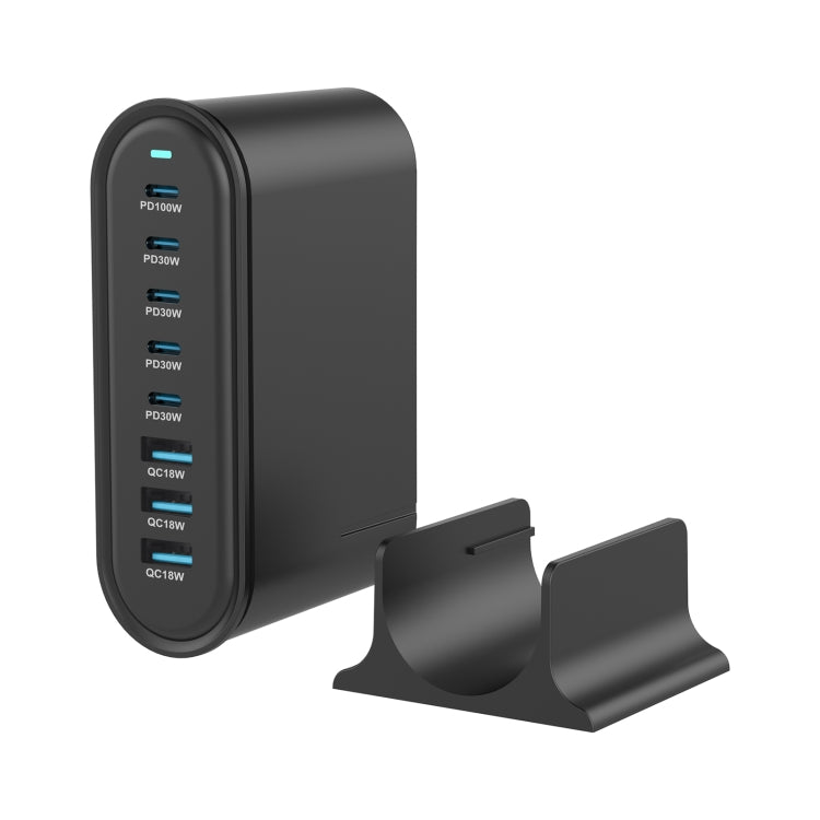 YMX-968 268W 5Type-C, 3USB 8-Ports Desktop Fast Charger, Plug Type:US Plug(Black)