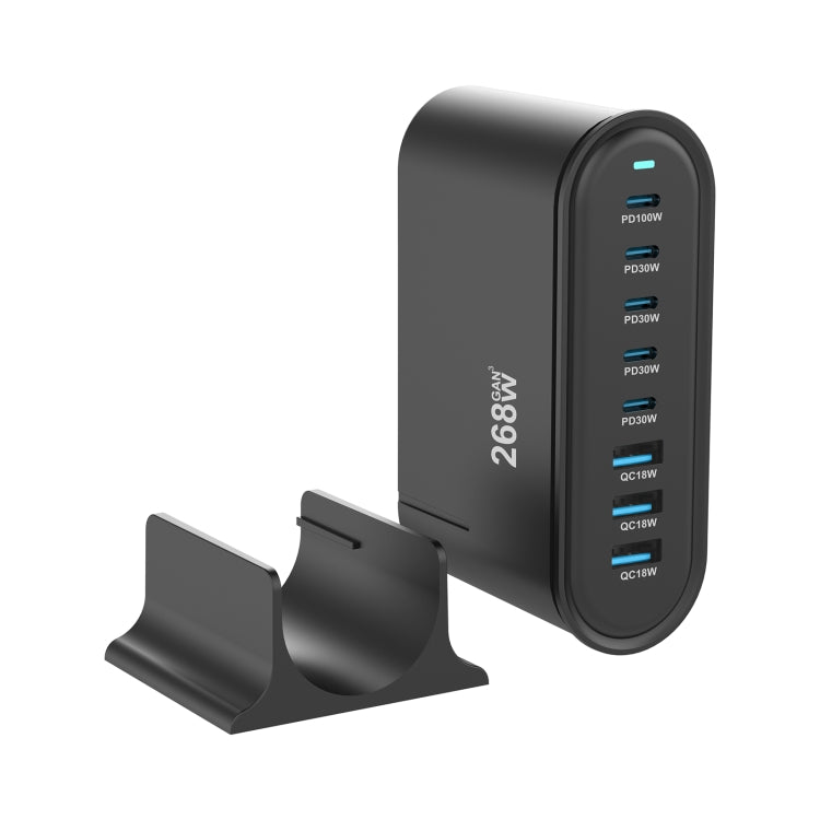 YMX-968 268W 5Type-C, 3USB 8-Ports Desktop Fast Charger, Plug Type:US Plug(Black)