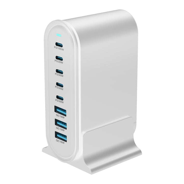 YMX-968 268W 5Type-C, 3USB 8-Ports Desktop Fast Charger, Plug Type:EU Plug(White)