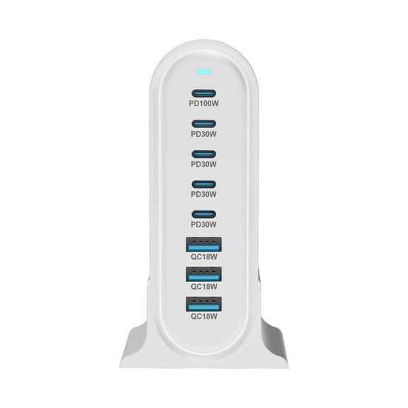YMX-968 268W 5Type-C, 3USB 8-Ports Desktop Fast Charger, Plug Type:EU Plug(White)