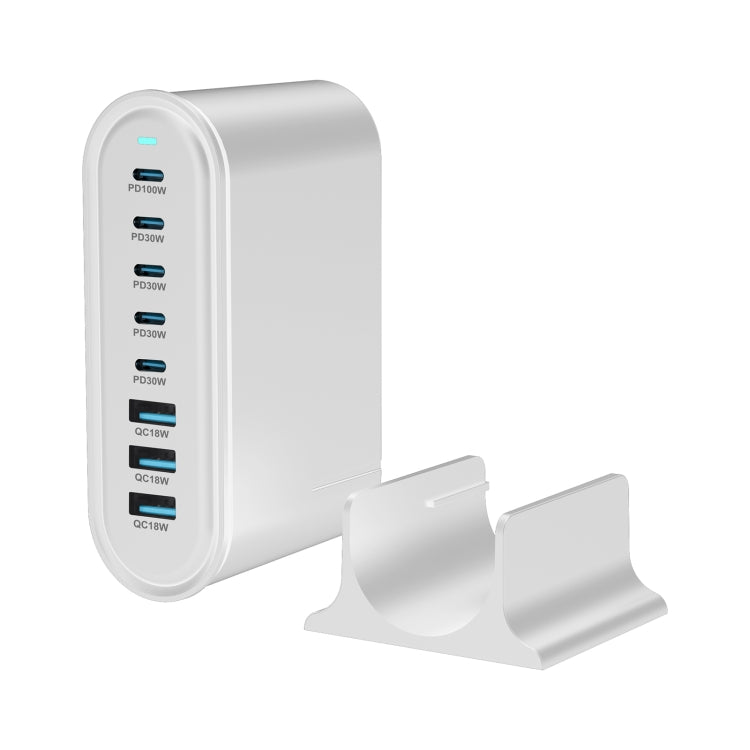YMX-968 268W 5Type-C, 3USB 8-Ports Desktop Fast Charger, Plug Type:EU Plug(White)