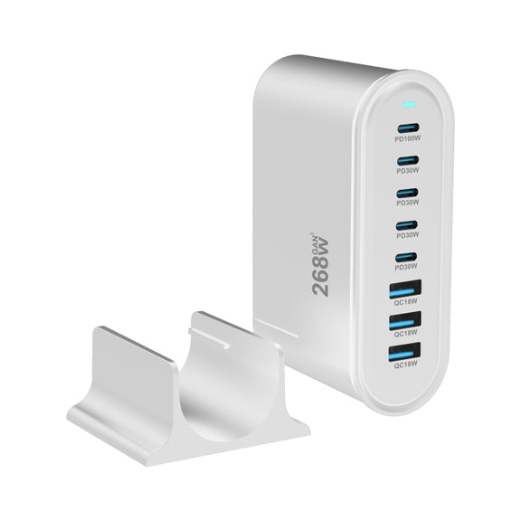YMX-968 268W 5Type-C, 3USB 8-Ports Desktop Fast Charger, Plug Type:EU Plug(White)