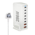 YMX-986 286W 6 Type-C, 2 USB 8-Ports Desktop Fast Charger, Plug Type:UK Plug(White) - Multifunction Charger by PMC TechLife | Online Shopping South Africa | PMC TechLife | Buy Now Pay Later Mobicred