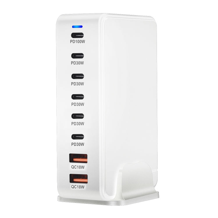 YMX-986 286W 6 Type-C, 2 USB 8-Ports Desktop Fast Charger, Plug Type:UK Plug(White)