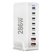 YMX-986 286W 6 Type-C, 2 USB 8-Ports Desktop Fast Charger, Plug Type:UK Plug(White)