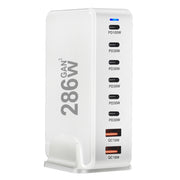 YMX-986 286W 6 Type-C, 2 USB 8-Ports Desktop Fast Charger, Plug Type:EU Plug(White)