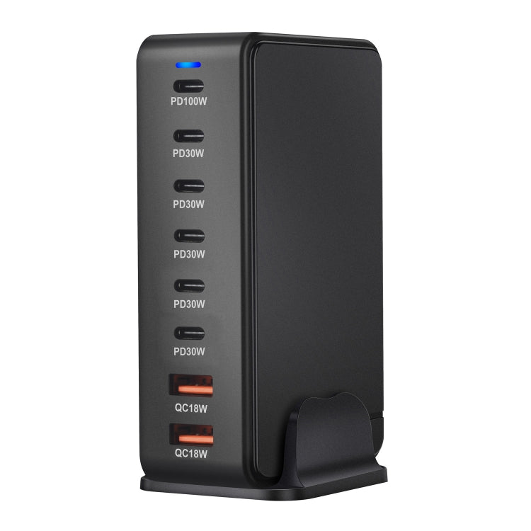 YMX-986 286W 6 Type-C, 2 USB 8-Ports Desktop Fast Charger, Plug Type:AU Plug(Black)
