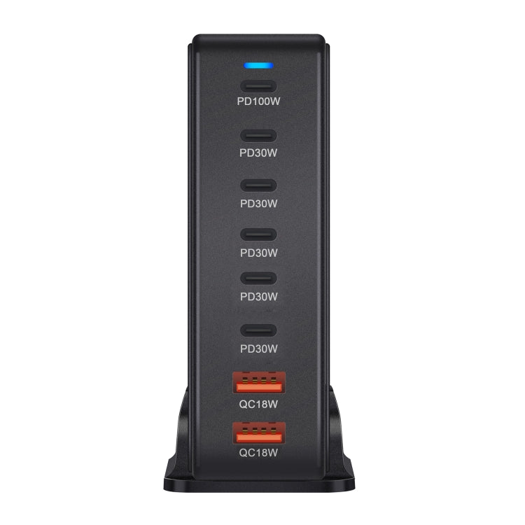 YMX-986 286W 6 Type-C, 2 USB 8-Ports Desktop Fast Charger, Plug Type:AU Plug(Black)