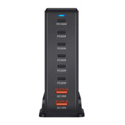 YMX-986 286W 6 Type-C, 2 USB 8-Ports Desktop Fast Charger, Plug Type:AU Plug(Black)