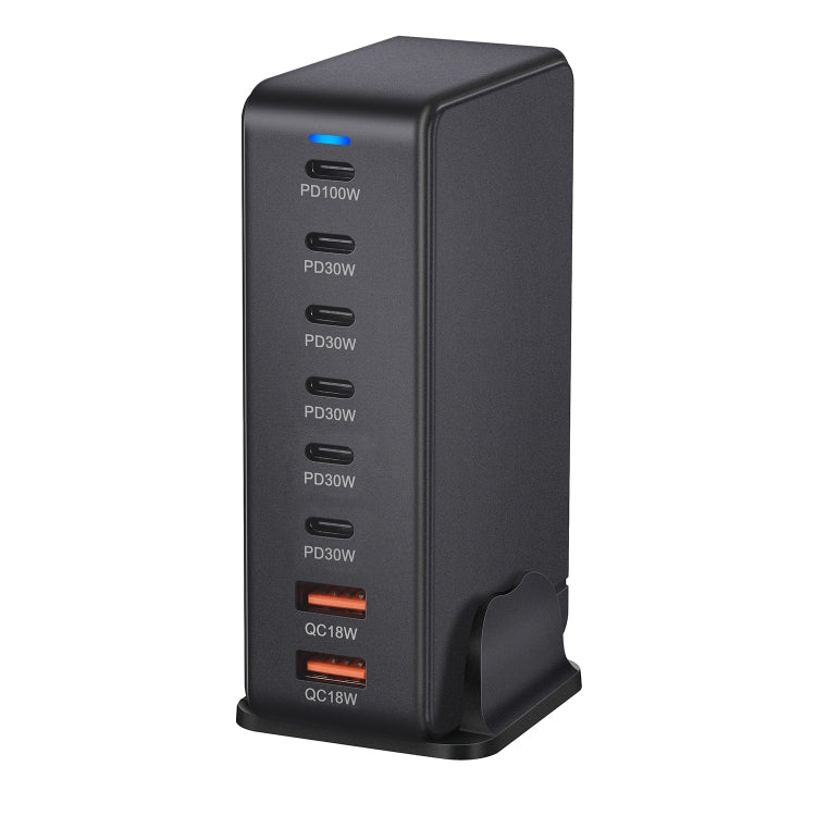 YMX-986 286W 6 Type-C, 2 USB 8-Ports Desktop Fast Charger, Plug Type:AU Plug(Black)