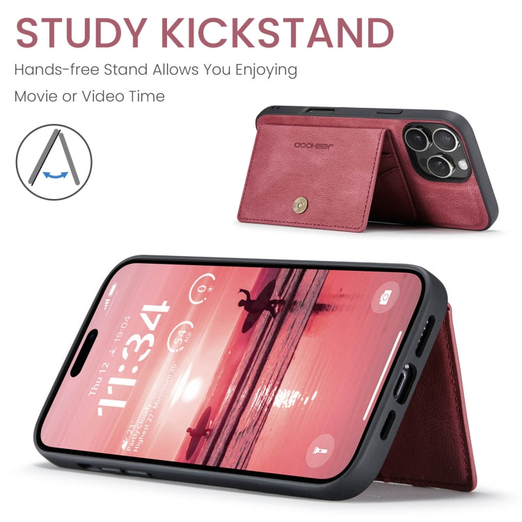 For iPhone 16 Pro Max JEEHOOD J01 Retro Magnetic Detachable Wallet Phone Case(Red)