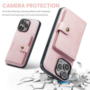 For iPhone 16 Pro Max JEEHOOD J01 Retro Magnetic Detachable Wallet Phone Case(Pink)