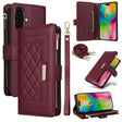 For iPhone 16 Plus Crossbody Zipper Wallet Rhombus Leather Phone Case(Wine Red) - iPhone 16 Plus Cases by PMC TechLife | Online Shopping South Africa | PMC TechLife | Buy Now Pay Later Mobicred