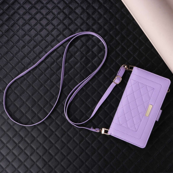 For Google Pixel 8 Pro Crossbody Zipper Wallet Rhombus Leather Phone Case(Purple)