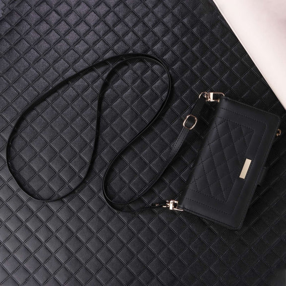 For Google Pixel 8 Crossbody Zipper Wallet Rhombus Leather Phone Case(Black)