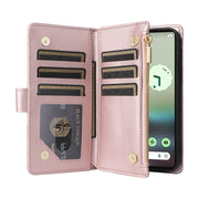 For Google Pixel 7a Crossbody Zipper Wallet Rhombus Leather Phone Case(Rose Gold)